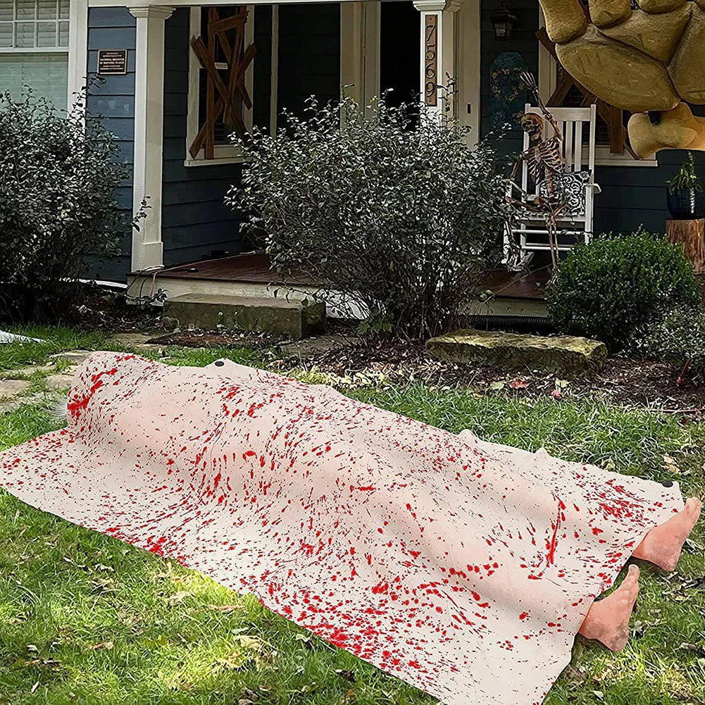 Halloween Dead Victim Props Thick Cloth With Blood Prints Fake Corpse Crime Scene Decoration Scary Fake Corpse For Haunted House