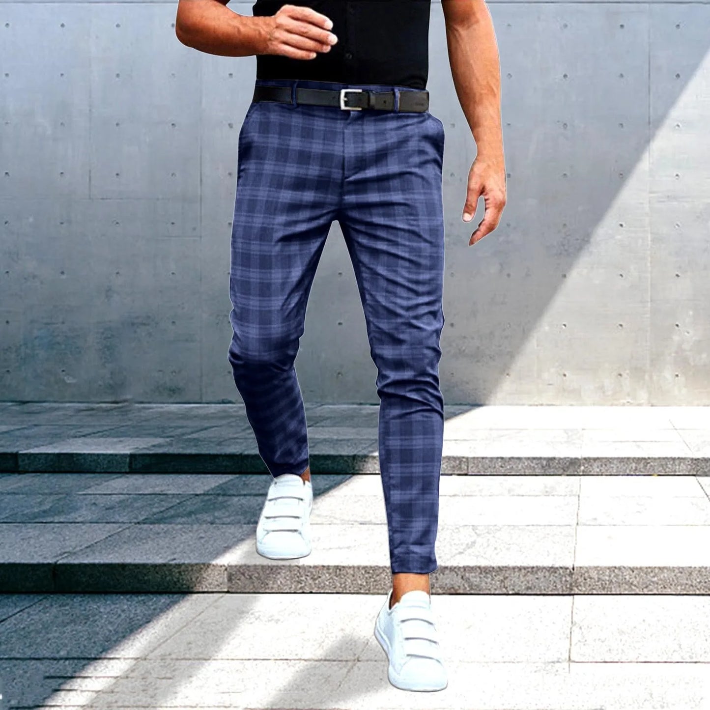 Man Pants Bottoms Checked Trousers Casual Baggy Straight Outdoor Joggers Y2k Summer Korean Fashion Big Size Workwear Pantalones