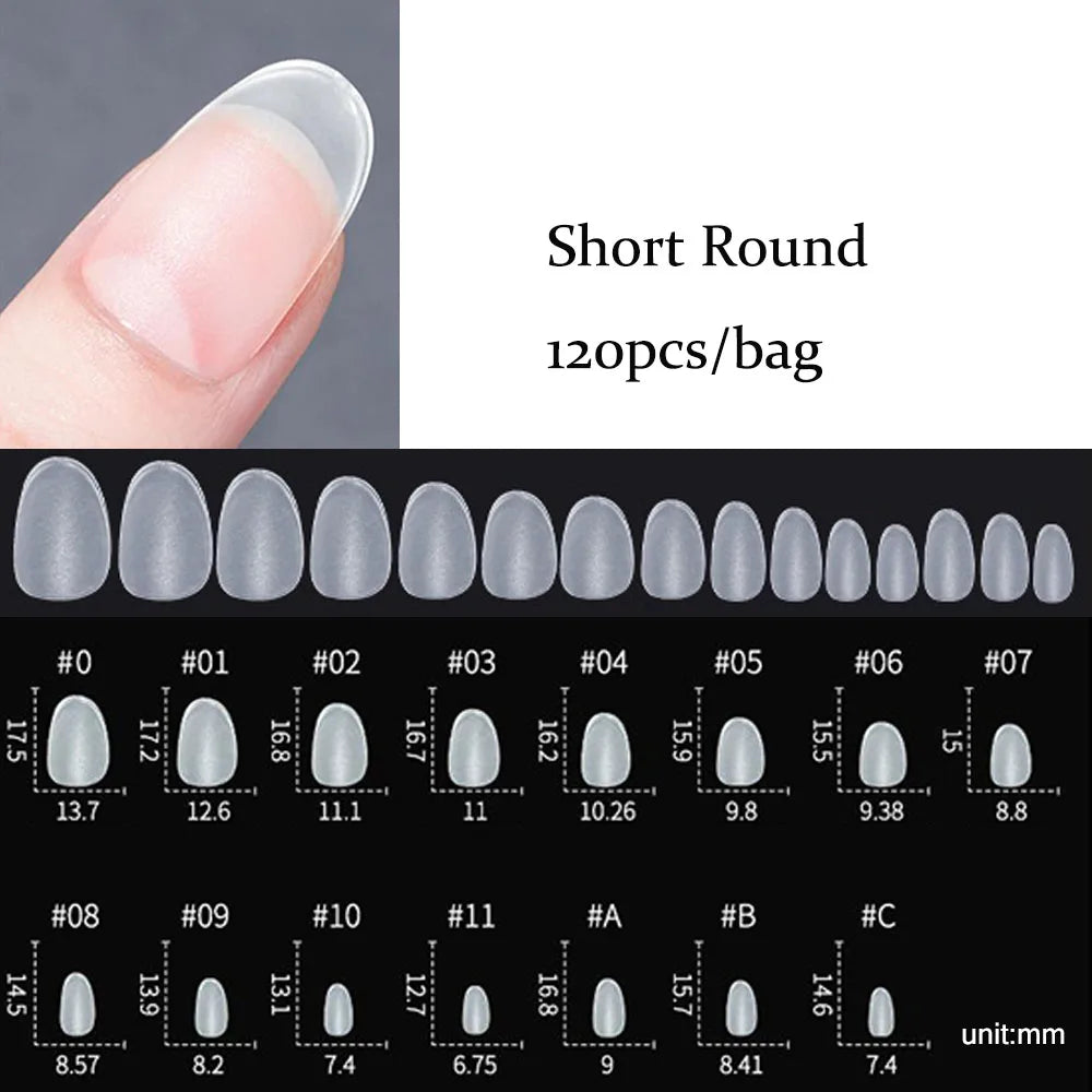 120pcs/bag Matte Press On Nail Tips Soft Full Cover False Nails Oval Almond Sculpted Fake Nail