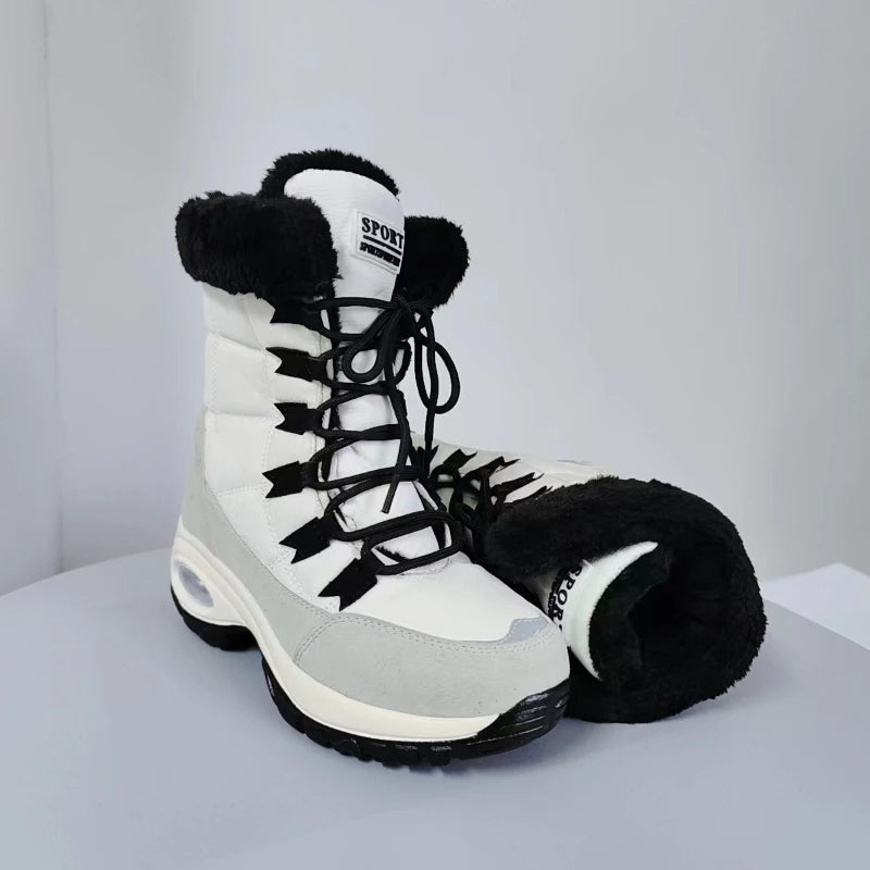 Winter Women's Plush Fashion Cotton Shoes Large Platform Anti Slip Snow Boots Outdoor Work High Quality Comfortable Calf Boots