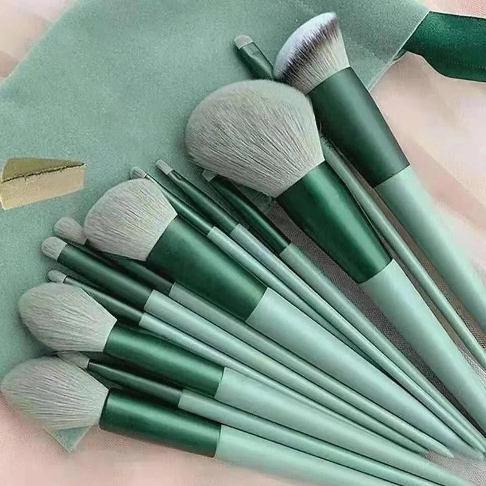 13/8PCS Makeup Brushes Pro Green Brush Set Powder Eyeshadow Blending Eyeliner Eyelash Eyebrow Make Up Beauty Cosmestic Brushes