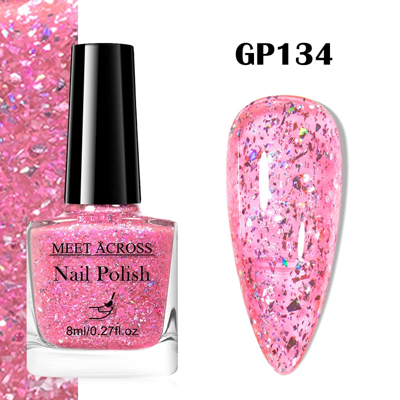 MEET ACROSS 8ml Pink White Nude Water-Based Peel Off Nail Polish Glass Bottle Nail Art Polish DIY Design No Need Lamp