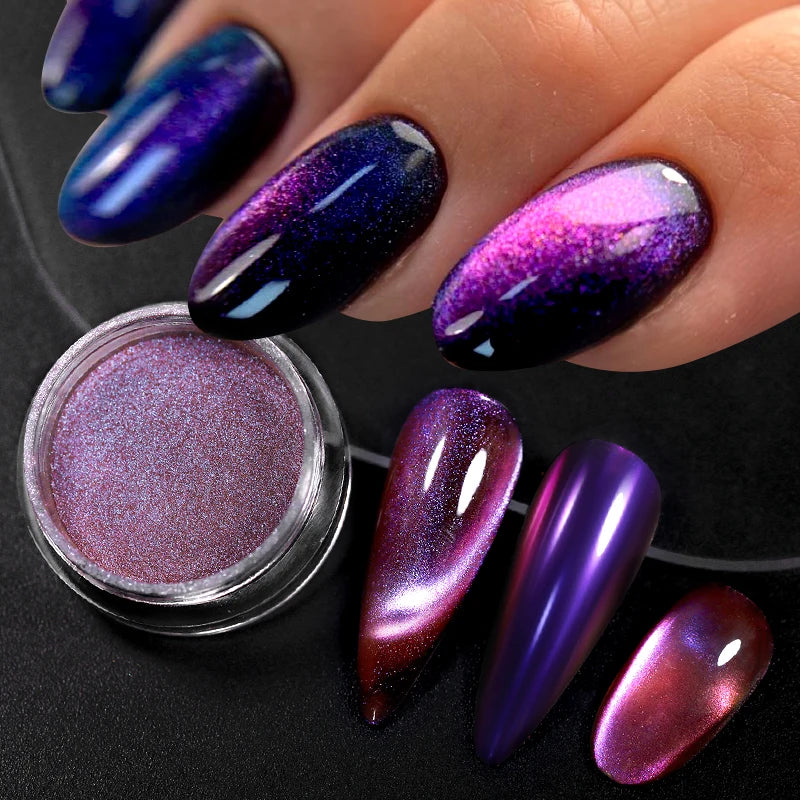 Reflective Magnetic Nail Powder Chameleon Glitter Dust Metallic Nail Art Chrome Shiny Pigment Supplies Nail Manicure Decorations