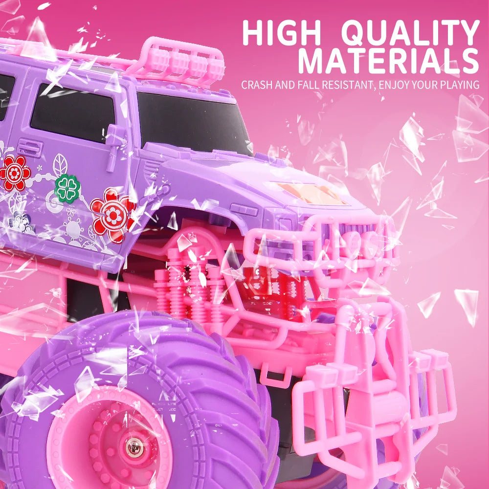 JJRC Pink 2.4G Remote Controlled Electric Car Big Wheel Fast Purple Truck Remote Control Girls Toys For Kids