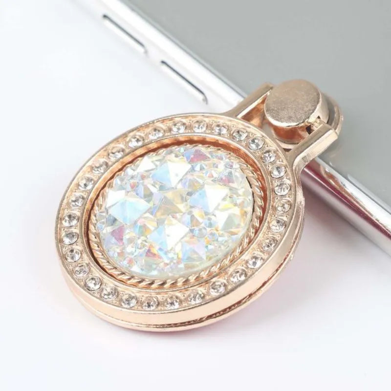 Luxury Diamond Shiny Gemstones Metal Mobile Phone Ring Bracket Universal Phone Holder Rotatable Ring Bracket for iPhone Samsung