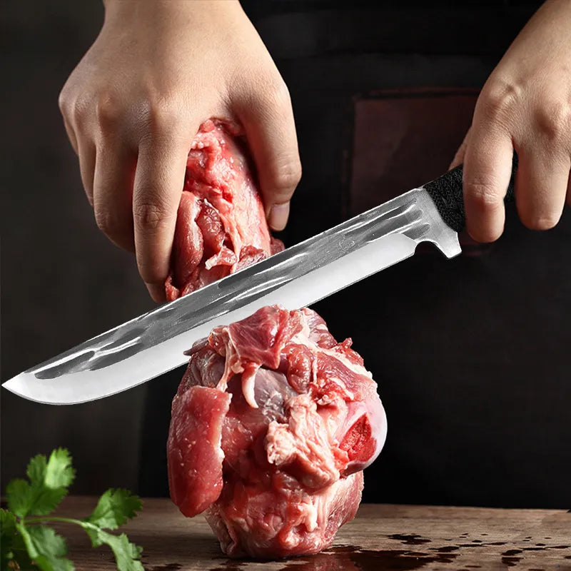 Survival Knife Outdoor Camping Hunting Knife Cleaver Meat Chicken Kitchen Knives Straight Butcher Boning Knife Chef Cooking Tool