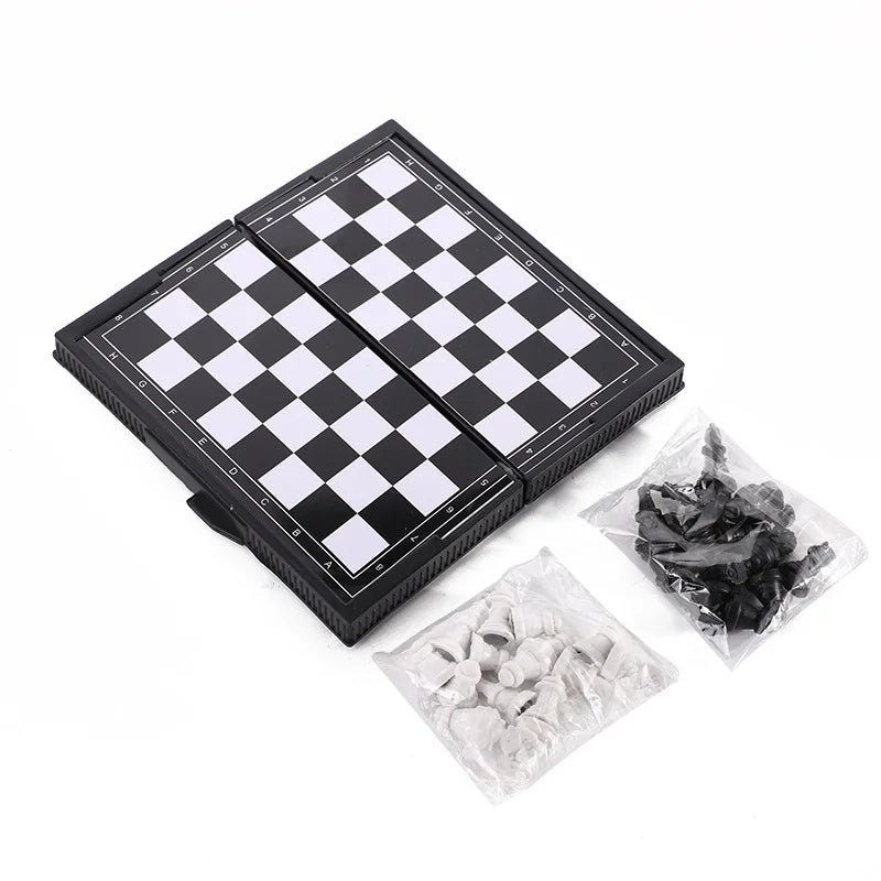 Mini Magnetic  Chess Set  Folding Magnetic Plastic Chessboard Board Game Portable Kid Toy Portable Outdoor