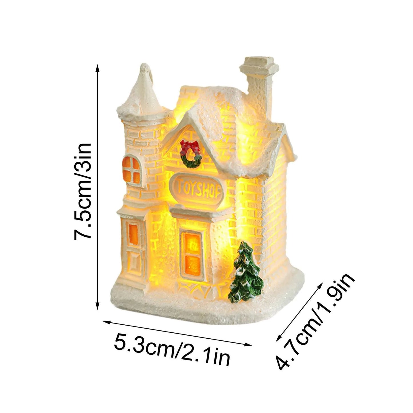 New Christmas Village Lights Up House Ornament LED Lights Up White Christmas Village House Set for Xmas Home Interior Decoration