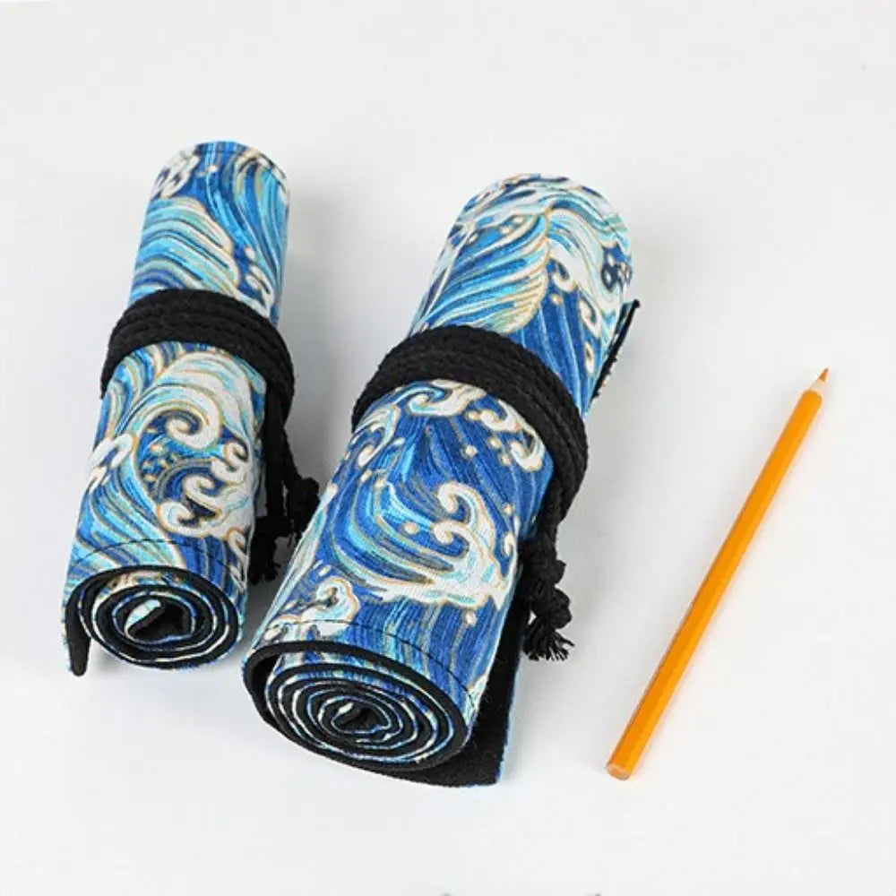 12/24/36/48/72 Holes Canvas Roll Up Pencil Bag Pen Curtain Case Makeup Wrap Holder Storage Pouch School Supplies