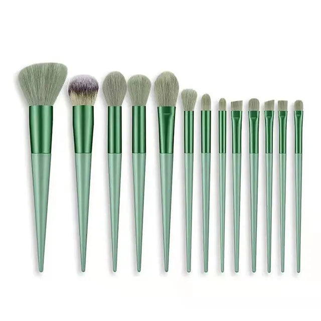 13/8PCS Makeup Brushes Pro Green Brush Set Powder Eyeshadow Blending Eyeliner Eyelash Eyebrow Make Up Beauty Cosmestic Brushes