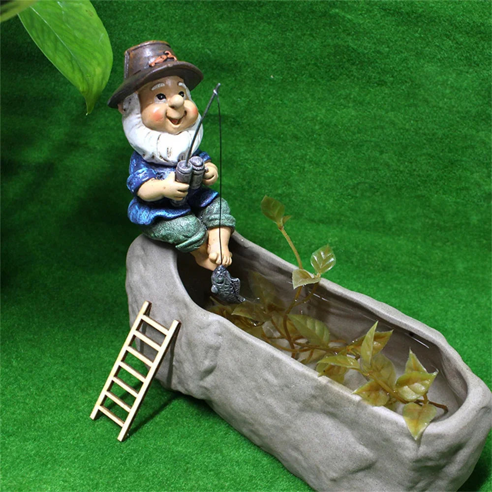 Dwarf Elf Statue Miniatures Resin Crafts Mini Fishing Gnomes Figurines  Garden Fairy Dollhouse Micro Landscape Home Desk Decor