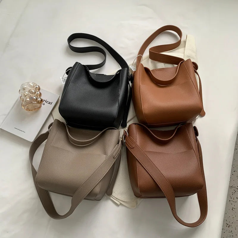 Bucket Shoulder Side Bags for Women 2023 Female Designers Trend Small Leather Crossbody Bag Handbags and Purses