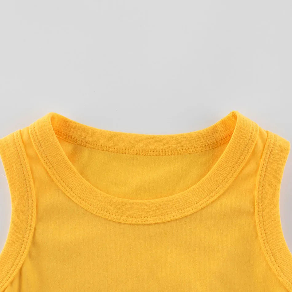 Boys Girls Tanks 2-8T Sleeveless Shirt Kids Soft Tees Children Solid Color Red Yellow Blue Tops Casual Black White Pink Clothes