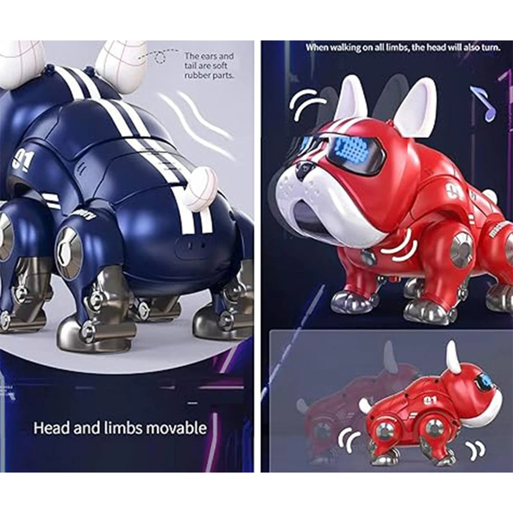 V01 Violent Dog With Movable Head And Limb Music Robot Dog Toy Red And Blue Children's Intelligent Mechanical Dog Electronic Pet