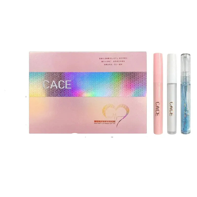 CACE Matte Liquid Lipstick Makeup Sets 4 Colors Lipgloss And 1pc Transparent Lipgloss And 1pc Lip Balm Plumper And Necklace Gift