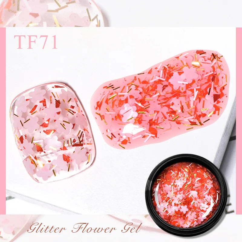 MEET ACROSS 5ml Pink Dried Flower Gel Nail Polish Natural Flower Fairy Nail Art Gel Soak Off UV LED Painting Varnishes For Nails