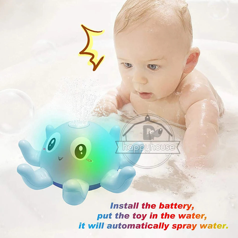 Baby Bath Toys Spray Water Shower Swim Pool Bathing Toys for Kids Electric Whale Bath Ball with Light Music LED Light Baby Toys