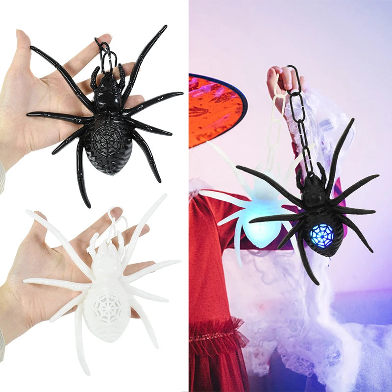 Halloween Glowing Spider LED Night Light Outdoor Door Wall Garden Home Hanging Decor Halloween Haunted House Props Decoration