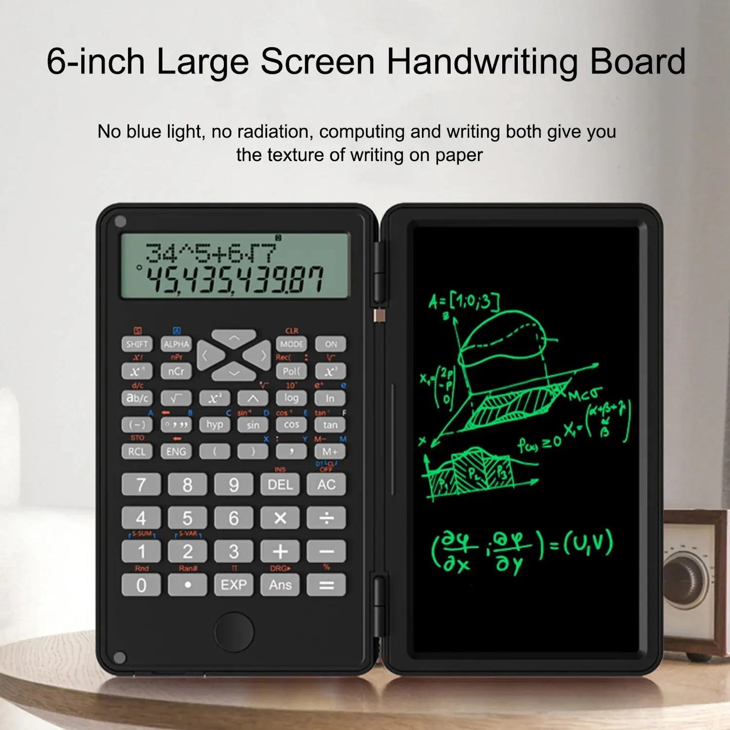 Scientific Calculator 12-Digit Large Display Calculator with Notepad Foldable Calculator with Hand Writing Board for Daily Use