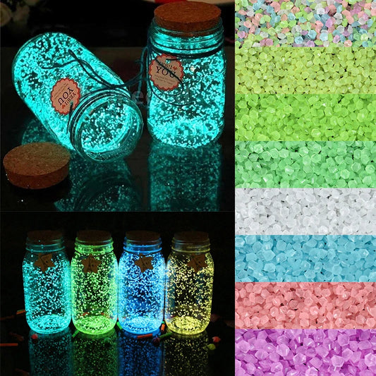 1000pcs Outdoor Luminous Stones Glow In Dark Garden Pebbles Fish Tank Decoration Walkways Path Patio Lawn Yard Glow Gravel Decor