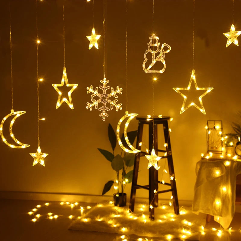 1pcs Christmas Decoration Light String Lights Glowing Tree Bell Star LED Suction Cup Merry Xmas Decor Home Lamps Battery Powered