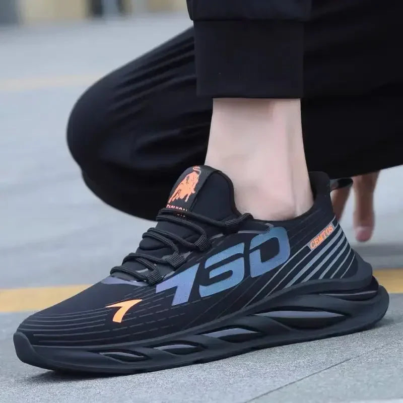 Men's sports and leisure shoes, men's summer trend new shoes, round headed black men's sports shoes