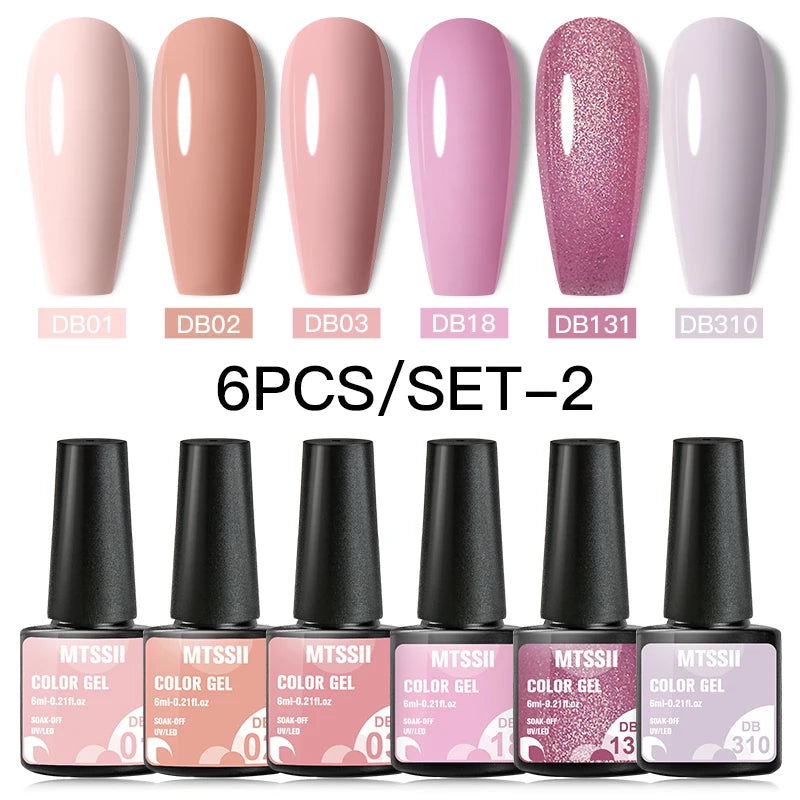 6PCS/SET Color Nail Gel Polish Set Kits  Base Top Coat  Varnish Soak Off UV Gel LED Semi Permanent All For Manicure Nail Art