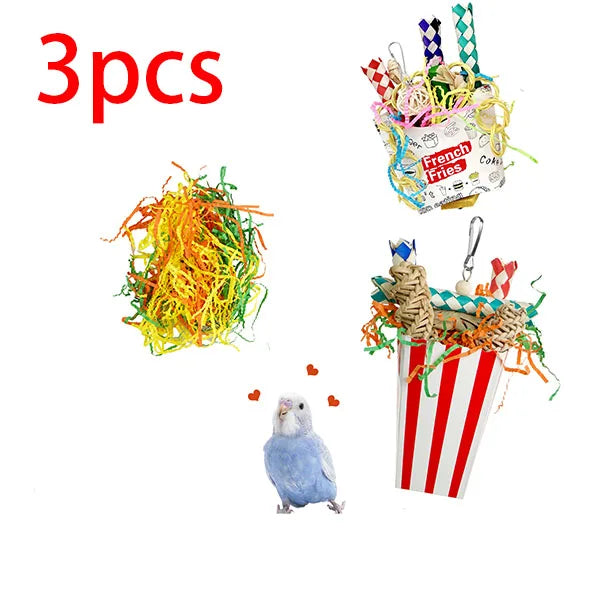 Bird Toys, 3PCS Bird Shredding Toys,Bird Shredder Toys Chewing Toys Parrot Cage Foraging Hanging Toy,Bird Cage Accessories for B