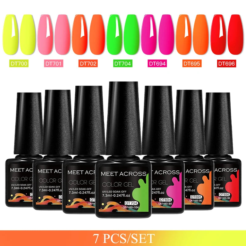 7pcs Gel Nail Polish Set For All Season 7.3ml Semi Permanent UV Gel Varnish Long Lasting Manicure Kit Soak Off Nail Supplies DIY