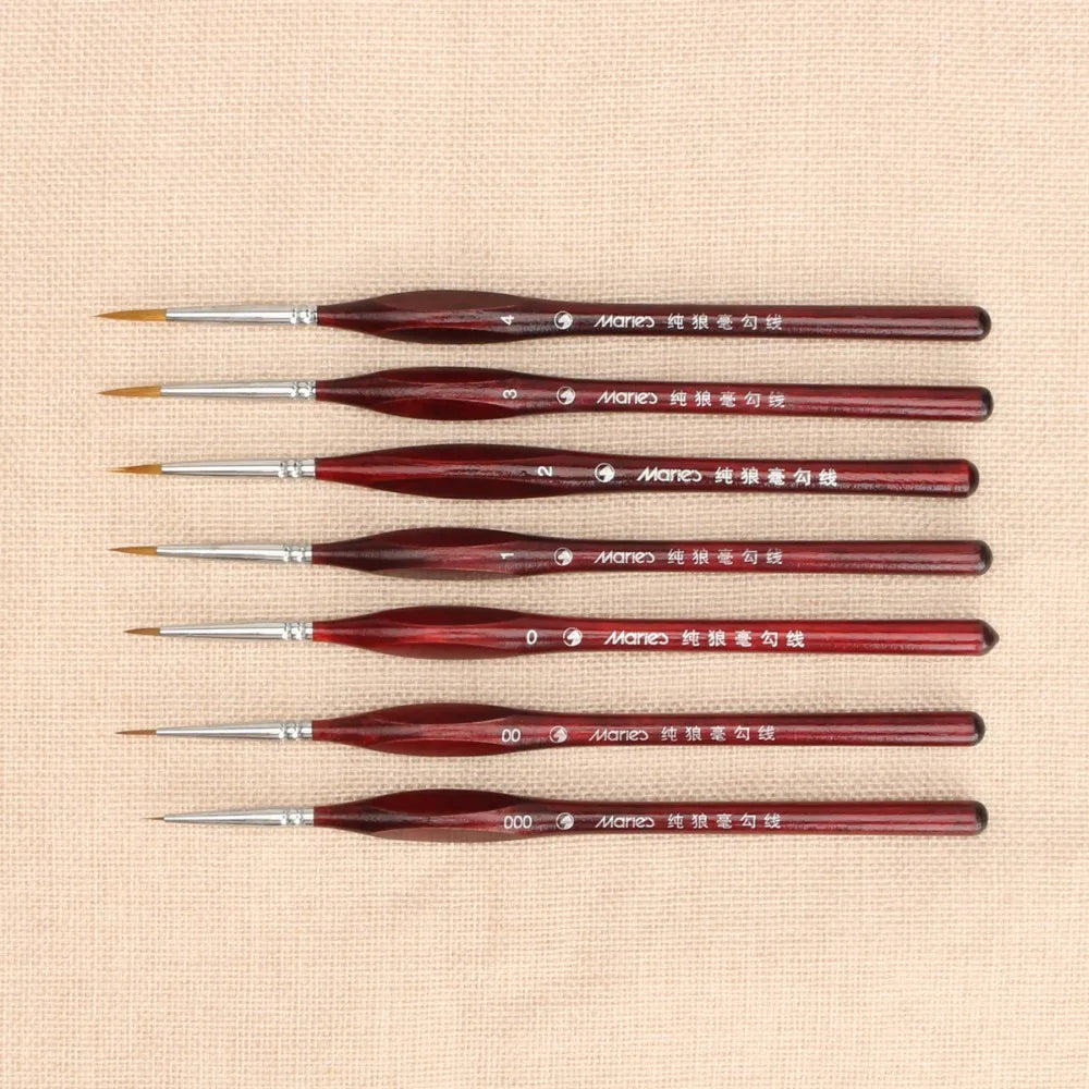 7Pcs Professional Sable Hair Paint Brush Set - Miniature Art Brushes for Drawing Gouache Oil Painting Brush Art Supplies