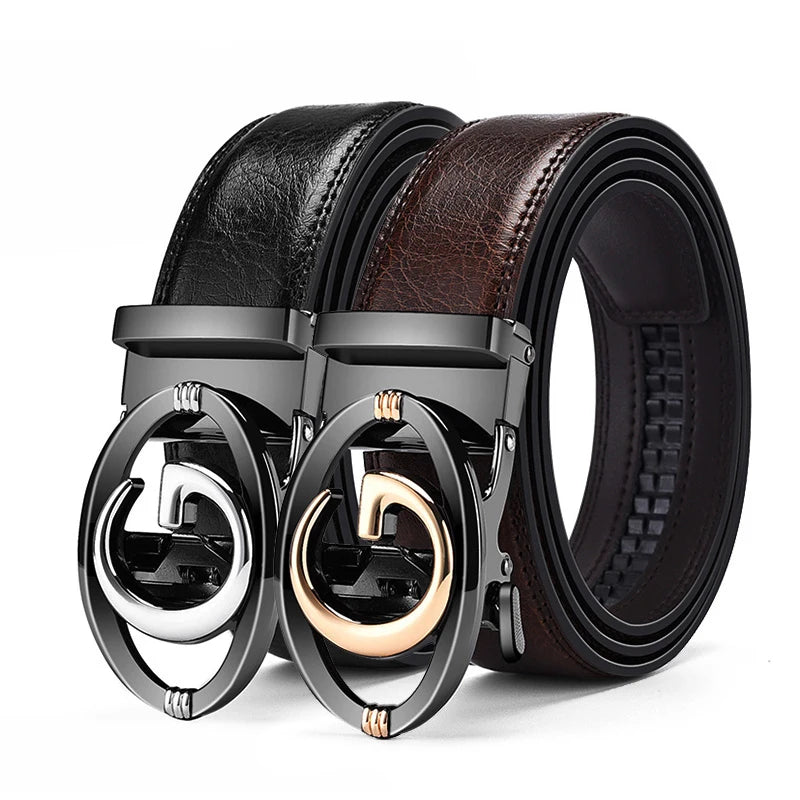 HCDW Black Brown GG belt for men's Automatic genuine leather Golf belt man Fashion Luxury Brand designer Waist belts male Gift