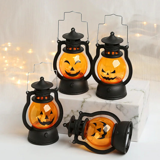 Halloween Pumpkin Lamp Ghost Lamp Horror Candle LED Lamp Retro Small Oil Lamp Horror Props  Halloween Decorations For Home