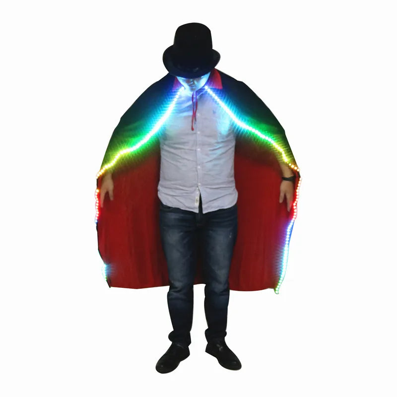 LED lighting men's clothing, luminous black cape, stage performance costumes, carnival, carnival costumes, role-playing sets