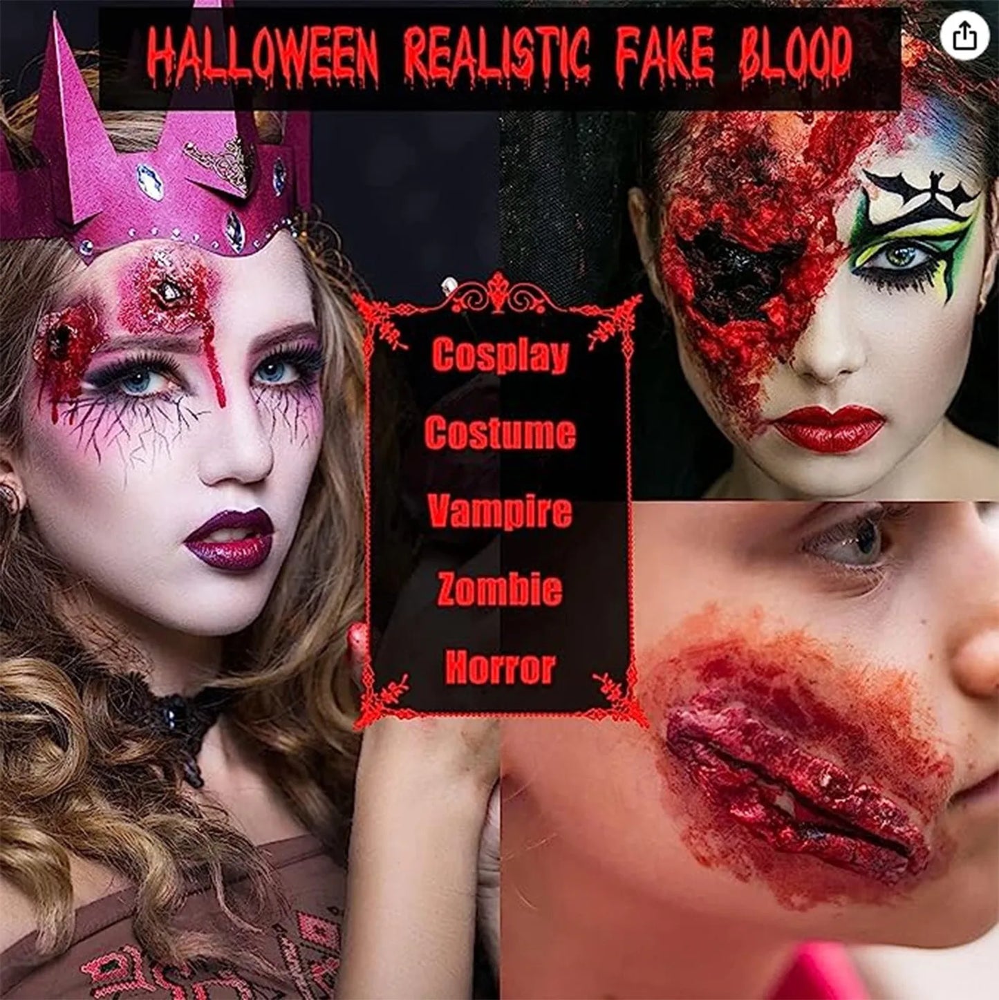 60ml Fake Blood Spray Halloween Party Bleeding Makeup Zombie Horror Vampire Hematopoietic Props Halloween Decoration