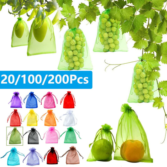 20-200PCS Vegetable Grapes Fruit Grow Bags Fruit Protection Bags Garden Anti-Bird Netting Mesh Bag Strawberry Bags Garden Tools