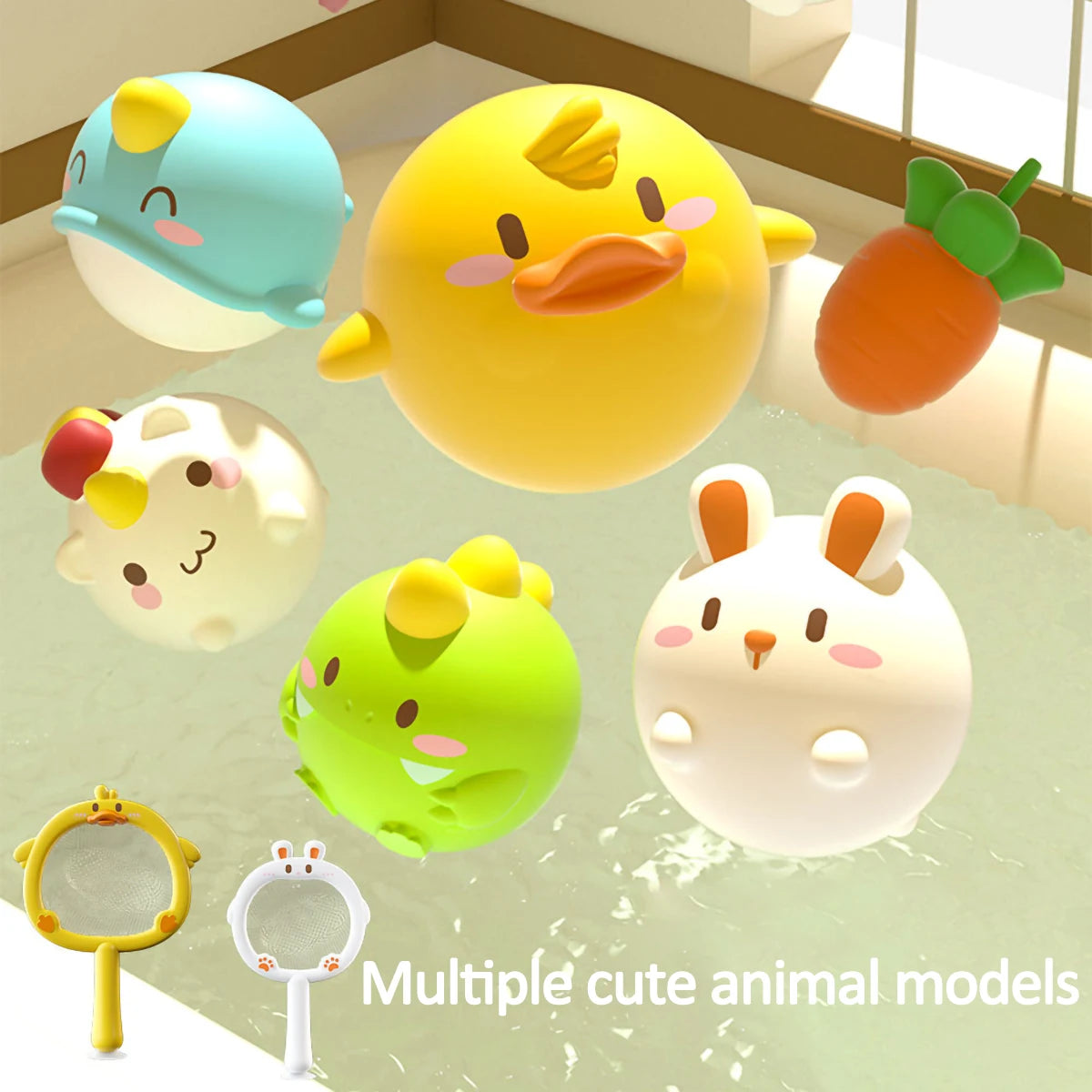 Cute Animals Bath Toy Swimming Water Floating Duck Toys Soft Rubber Float Squeaking Sound Frogs for Kids Play Funny Gifts