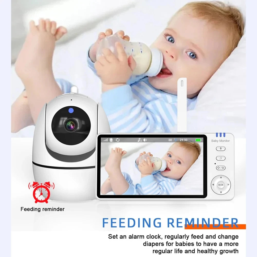 5.0 Inch 2.4G Wireless Video Baby Monitor 3500mAh Battery IPS Screen With Nanny PTZ Camera 2-way Audio VOX Lullaby Up USB Charge