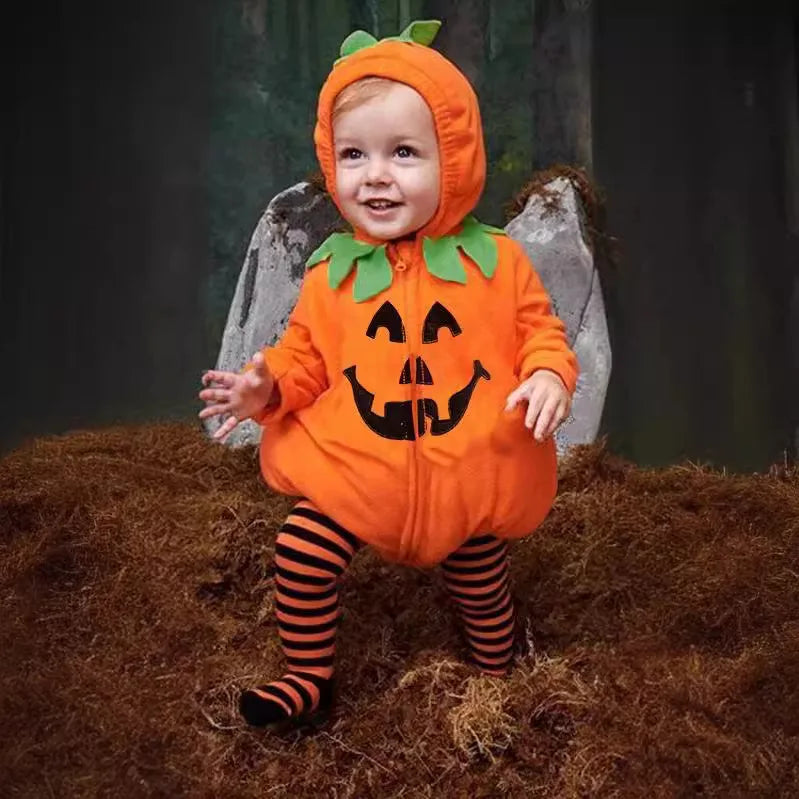 Kids Romper Halloween Romper Shoes Toddler Pumpkin One-Piece Boy Girl Party Costume Baby Halloween Jumpsuit Cosplay Clothing Set