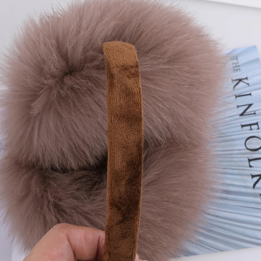 Full Piece 100% Real Fox Fur Women's Winter Earmuffs Ear Warmer Ear Protection Girl's Ear Muffs Headwear