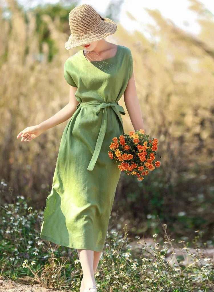 Midi Bandage Green Short Sleeve Female Dress Chic and Elegant Pretty on Promotion Sale Clearance Luxury A Line Women's Dresses