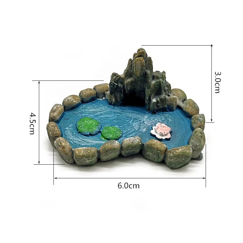 1Pc Vintage Pool Figurine Ponds Model Resin Craft Ornament Home Decoration Miniature Garden Fairy Glass Decor DIY Accessories