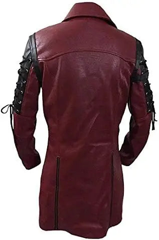 New Steampunk Men's Gothic Trench Coat Leather Jacket Punk Style Biker Jacke Autumn Winter Motocycle Jacket