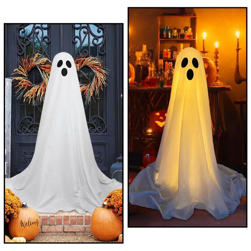 Halloween Decorations Outdoor  Large Lighted White Cloth Ghosts-Cute Ghosts LED String Lights-Light Up Holiday Party Home Porch