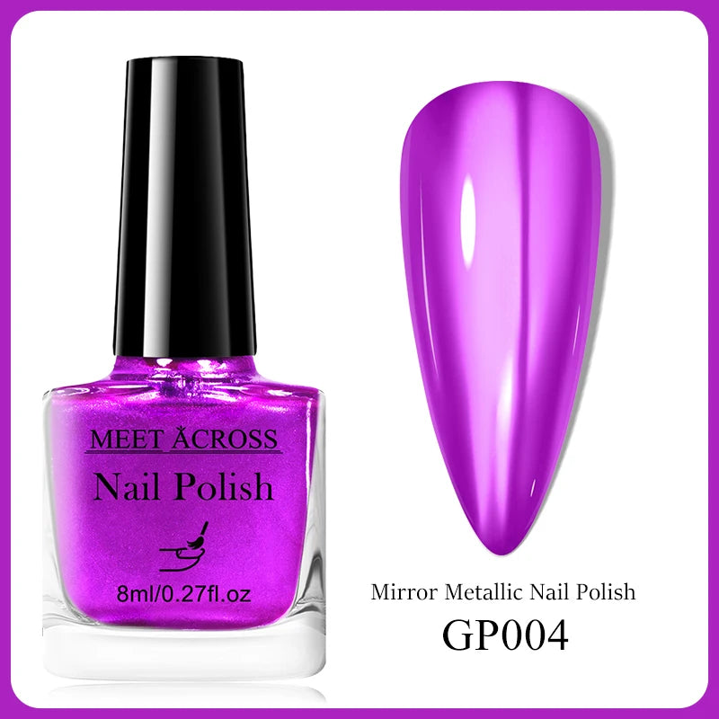 MEET ACROSS 8ml Pink White Nude Water-Based Peel Off Nail Polish Glass Bottle Nail Art Polish DIY Design No Need Lamp