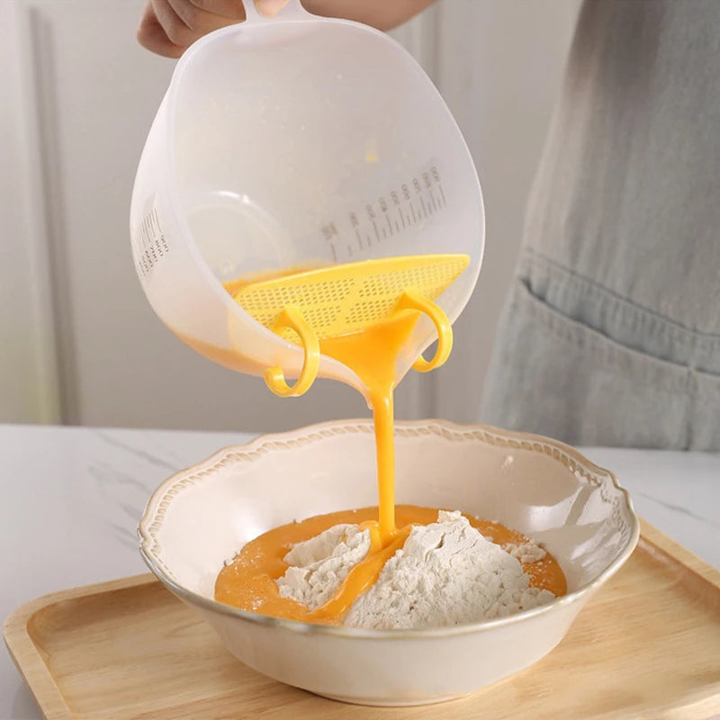 1PC Large-Capacity Measuring Cup with Filter Egg Liquid Tart Measuring Cup with Scale Kitchen Cooking Filter Bake Bowl Supplies