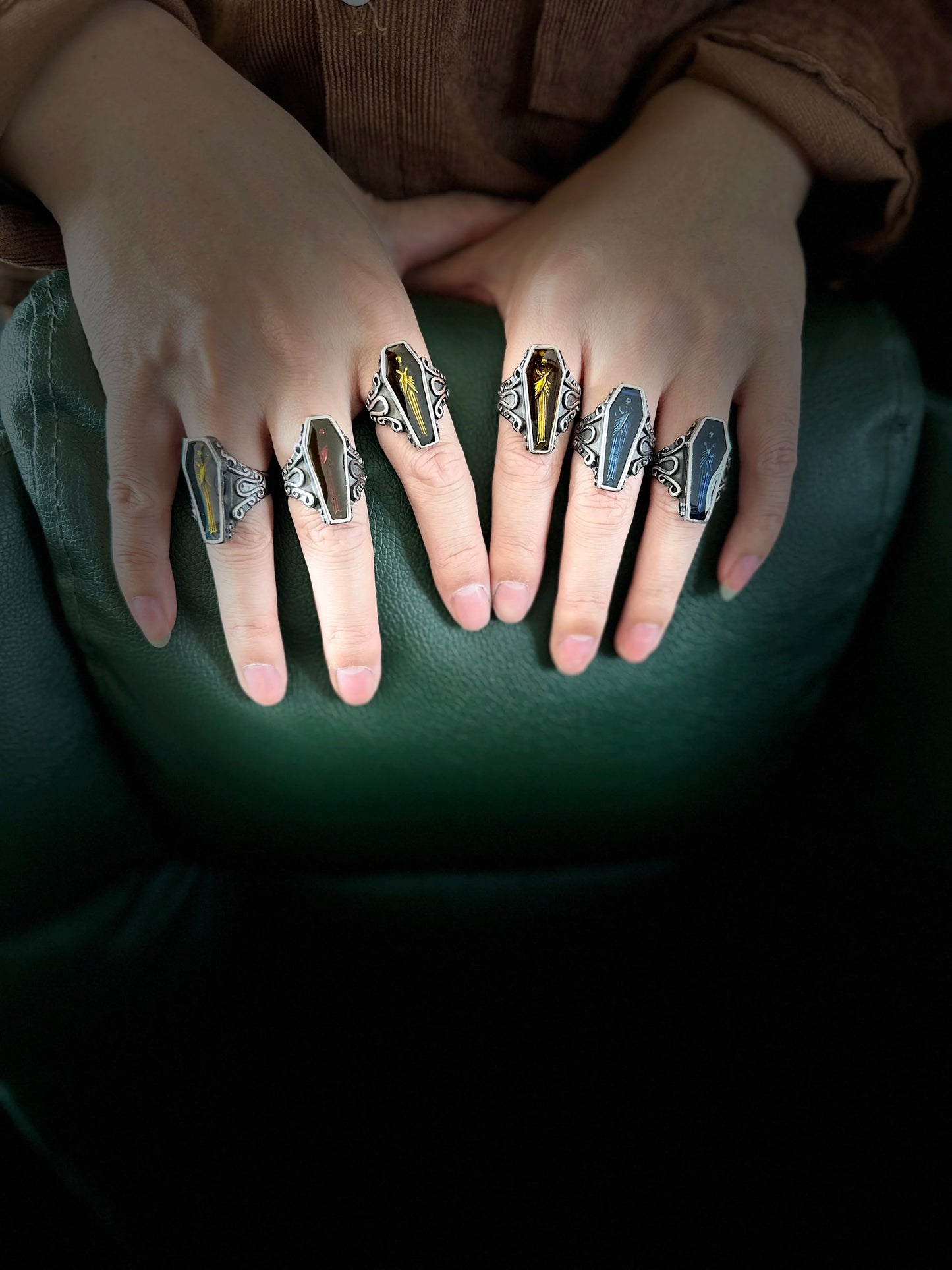 5 Color Coffin Mummy Ring 316L Stainless Steel Jewelry Punk Biker Style Ring Size 7-13 Personal Design