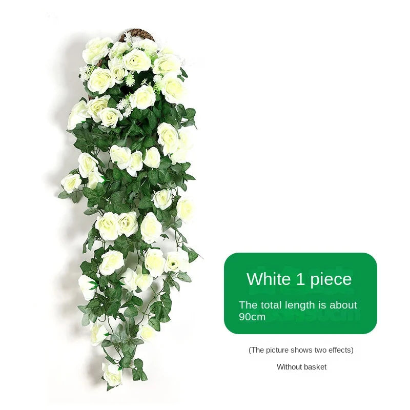 Artificial Hanging Flowers Fake Rose Vine Hanging Plants Faux Flowers for Wall Bedroom Wedding Garden Indoor Outdoor Decoration