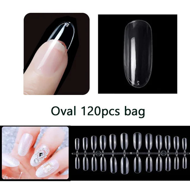 120pcs/bag Matte Press On Nail Tips Soft Full Cover False Nails Oval Almond Sculpted Fake Nail