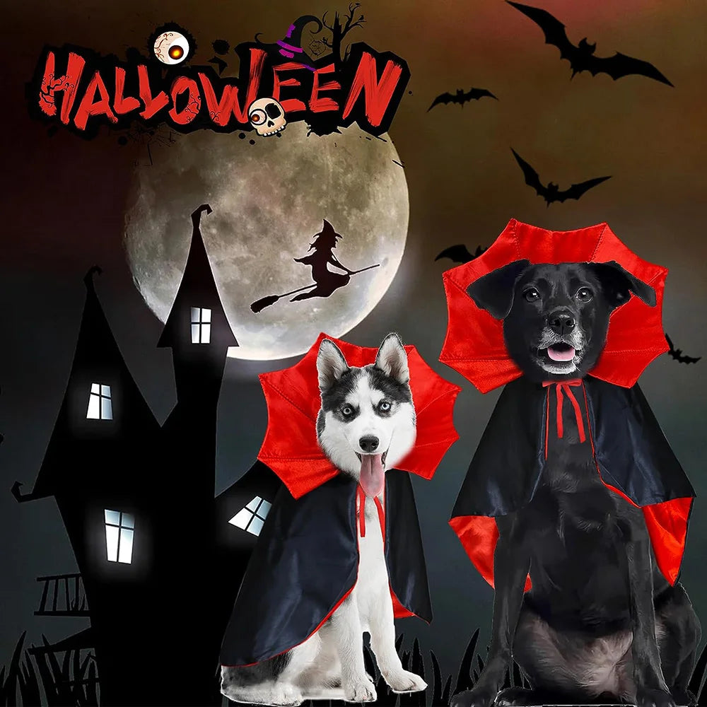 Dog Halloween Costumes Vampire Cloak Costume Funny Dog Devil Costume Cape Halloween Costumes Pet Cat Dog Festival Party Clothing