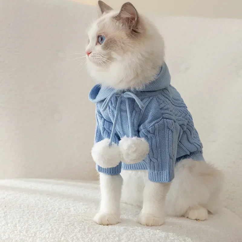 Cat Clothes Hooded Sweater Warm Winter Pet Sweater Cats Fashion Outfits Coats Soft Sweater Hoodie Pet Supplies